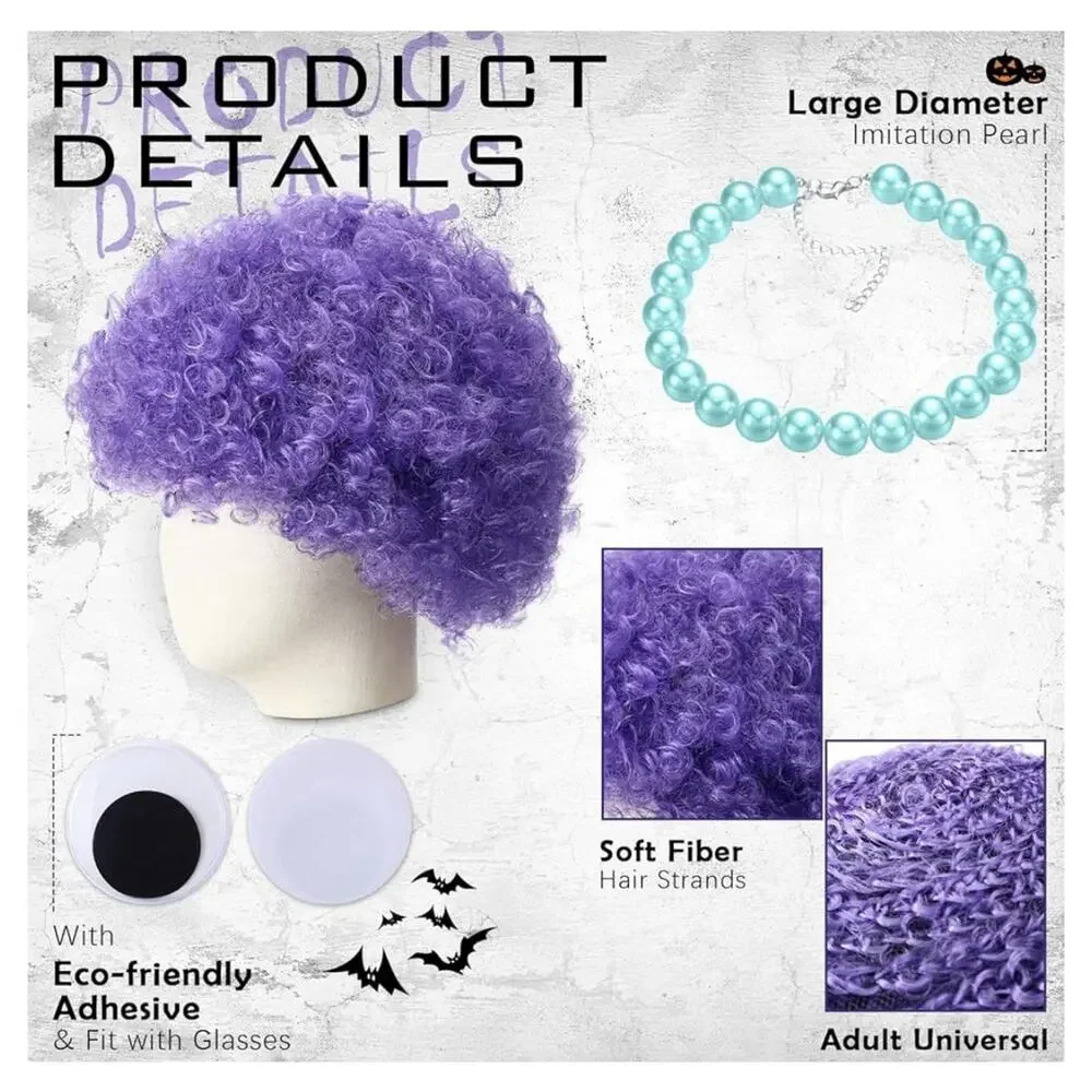 Party Cosplay Hairs Afro Curly Clown Wig Synthetic Football Fans Halloween Set
